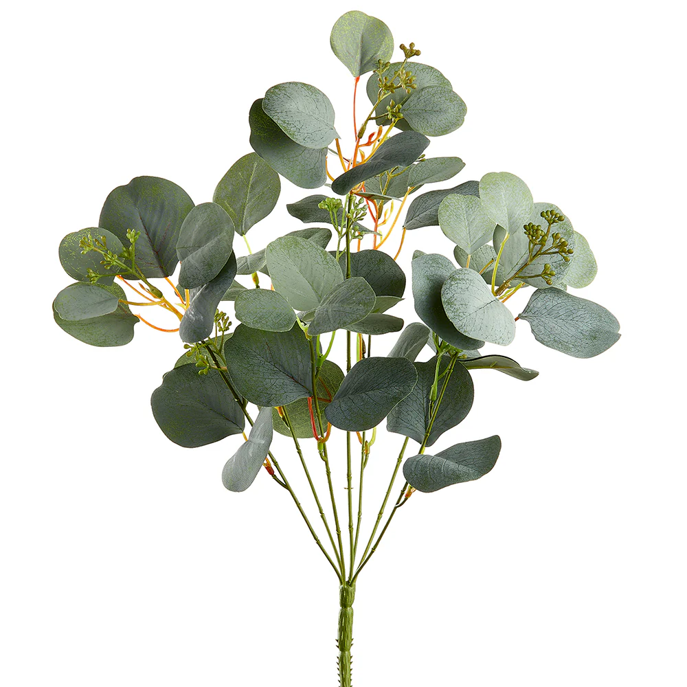 18" Silk Seeded Eucalyptus Leaf Plant -Green/Gray (Pack of 12)