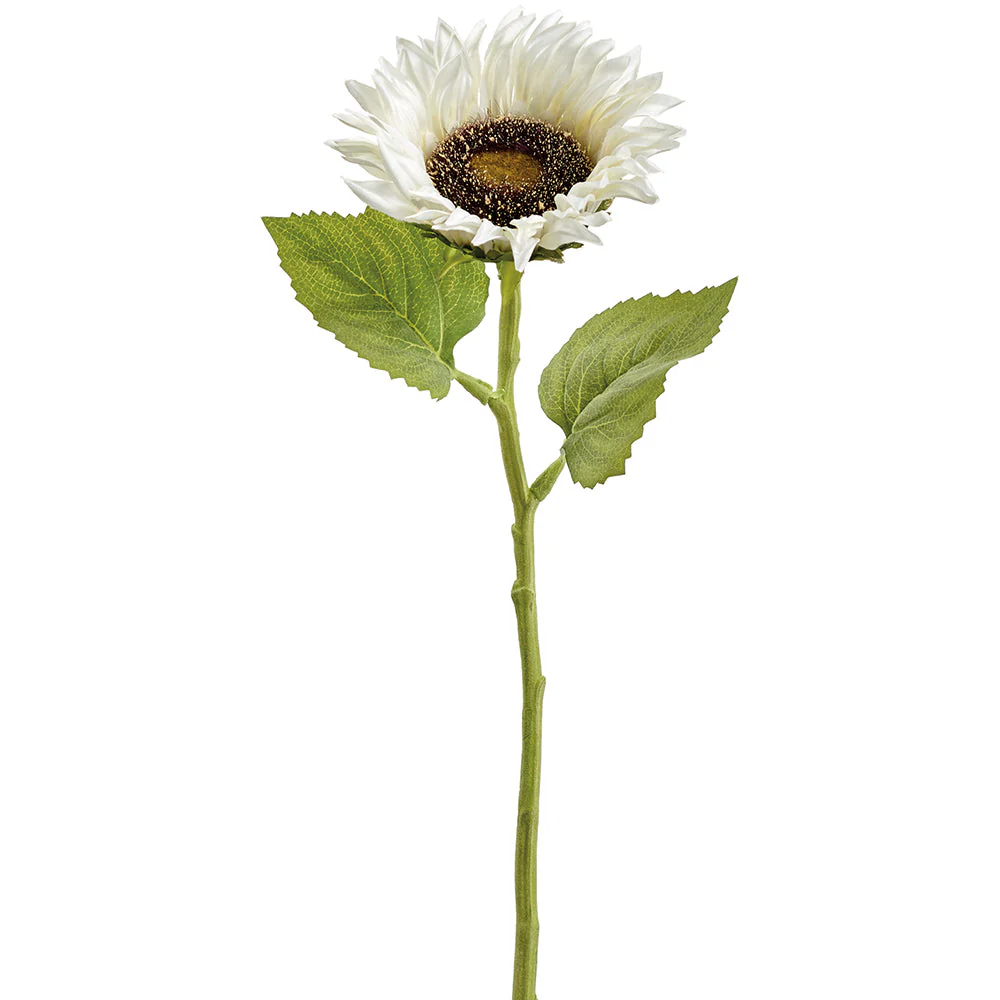 18" Sunflower Silk Flower Stem -Cream (Pack of 12)