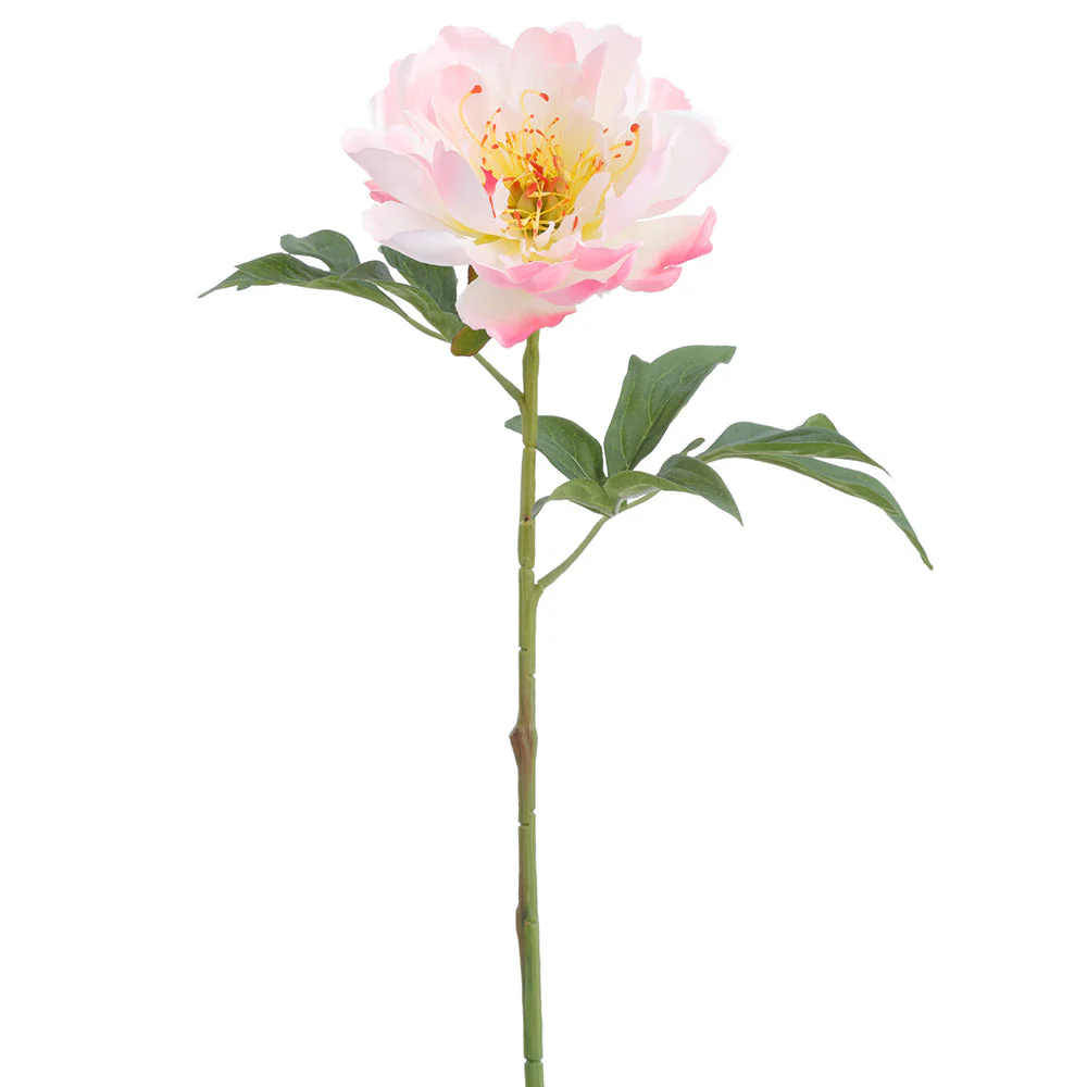 19.5" Peony Silk Flower Stem -Pink/Cream (Pack of 12)