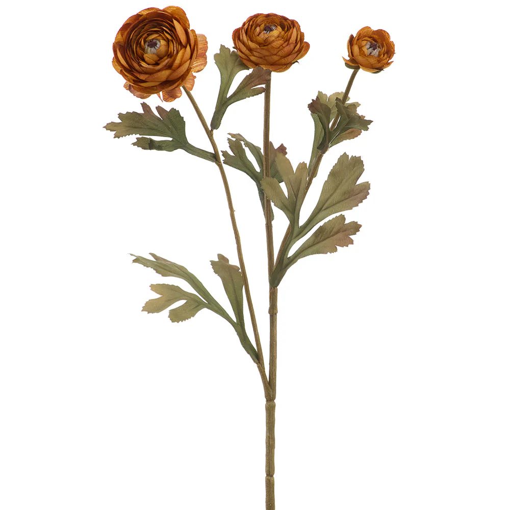 19.5" Ranunculus Silk Flower Stem -Amber (Pack of 12)