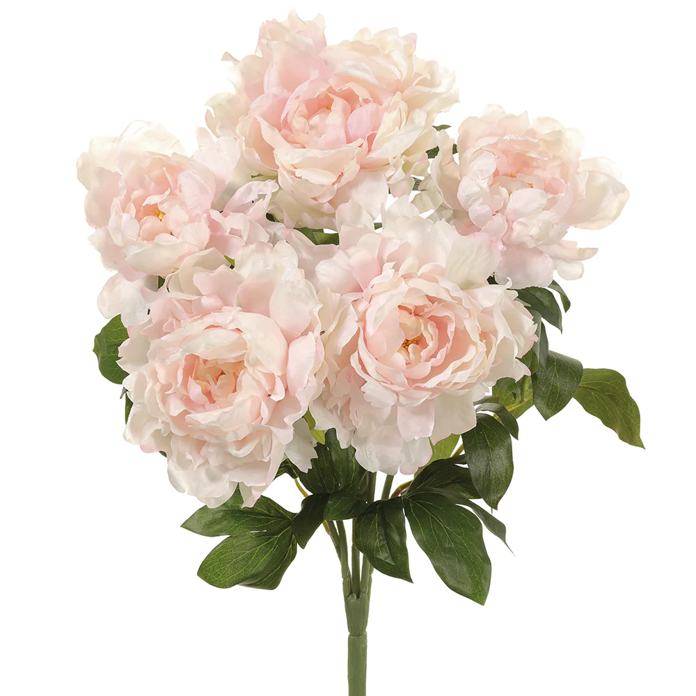 19.5" Silk Peony Flower Bush -Blush (Pack of 6)