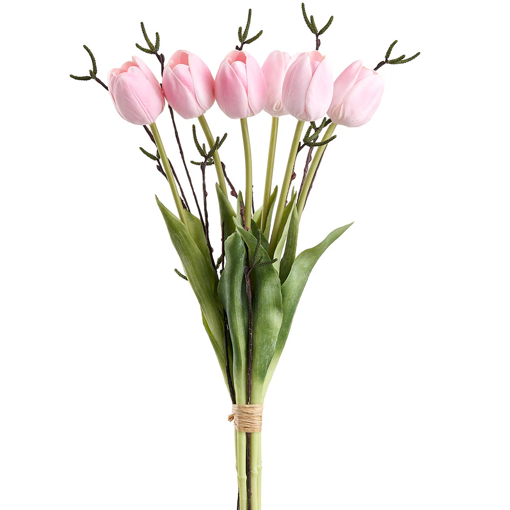 19.5" Tulip Silk Flower Bouquet -Pink (Pack of 6)