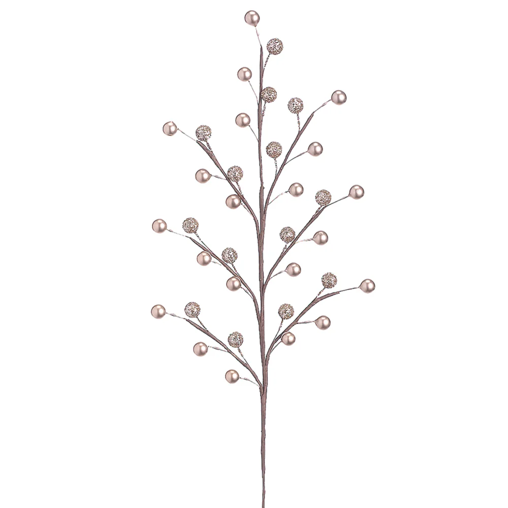 19" Artificial Berry Spray -Champagne/Glittered (Pack of 24)