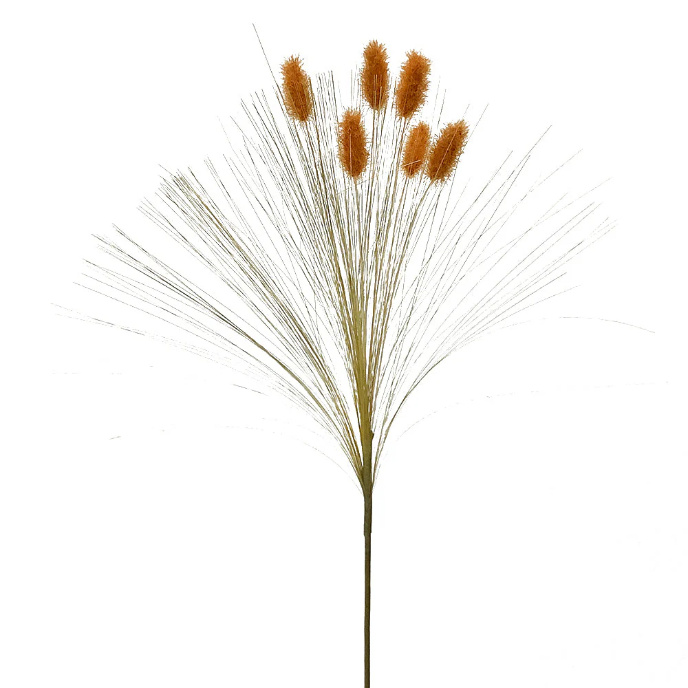 19" Artificial Bunny Tail Grass Flower Stem -Orange (Pack of 12)