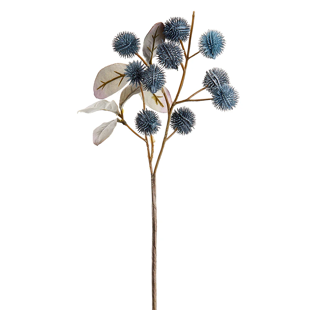 19" Artificial Globe Thistle Flower Stem -Blue/Gray (Pack of 12)