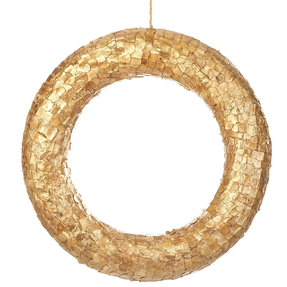 19" Artificial Hanging Pod Wreath -Gold (Pack of 2)