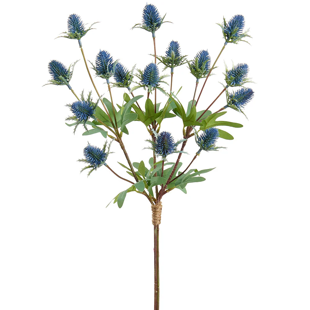 19" Artificial Thistle Flower Stem Bundle -Blue (Pack of 12)