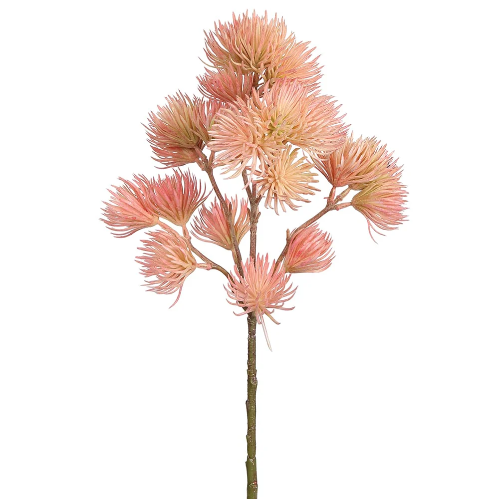 19" Artificial Thistle Flower Stem -Pink (Pack of 12)
