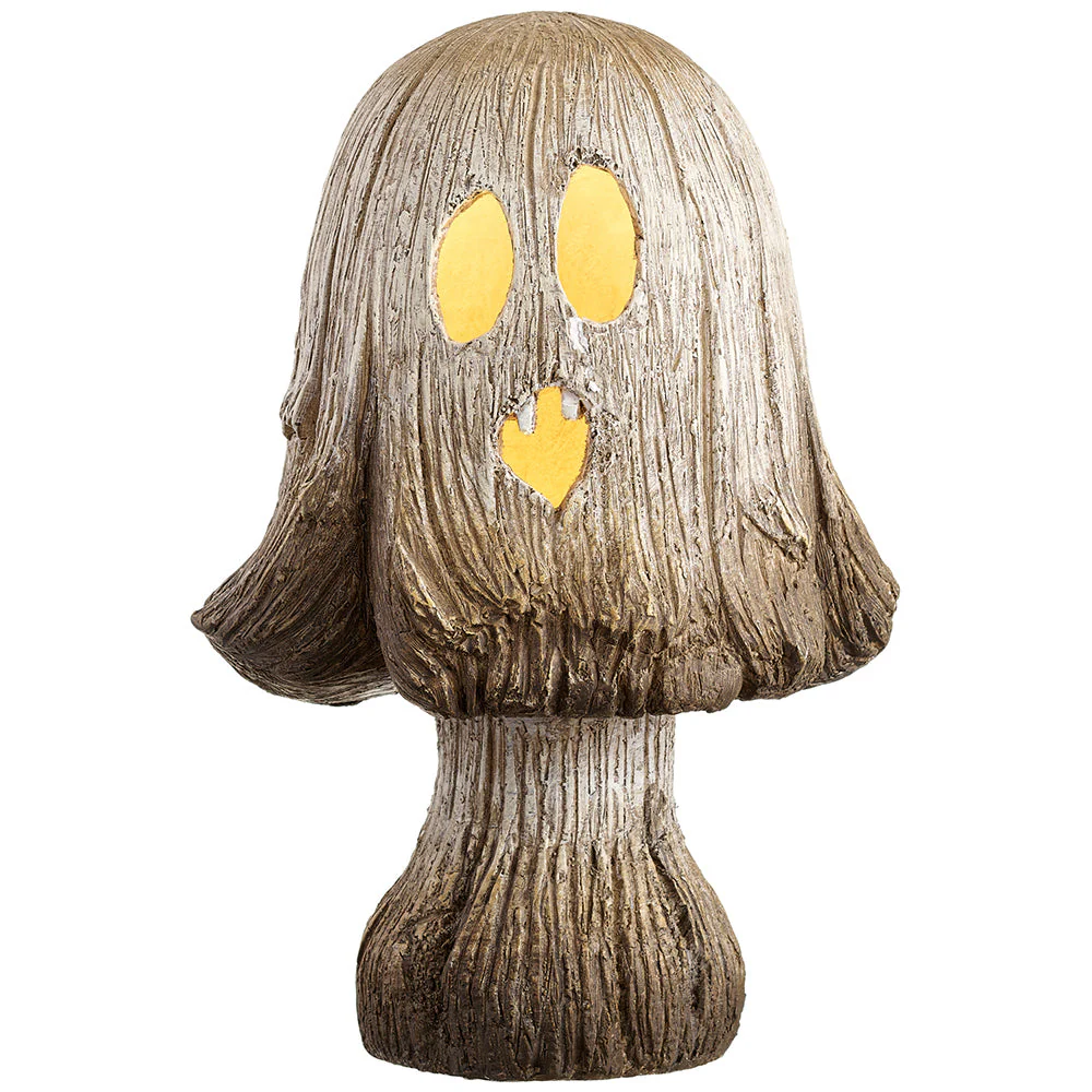 19" Battery Operated Halloween Jack-O-Lantern Mushroom With Light -Brown/Whitewashed