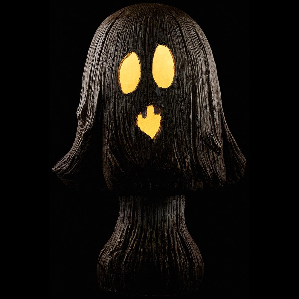19" Battery Operated Halloween Jack-O-Lantern Mushroom With Light -Brown/Whitewashed - Image 2