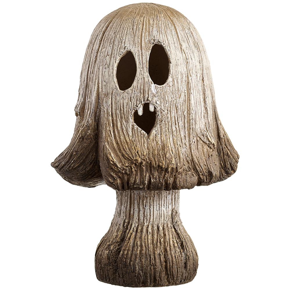 19" Battery Operated Halloween Jack-O-Lantern Mushroom With Light -Brown/Whitewashed - Image 3