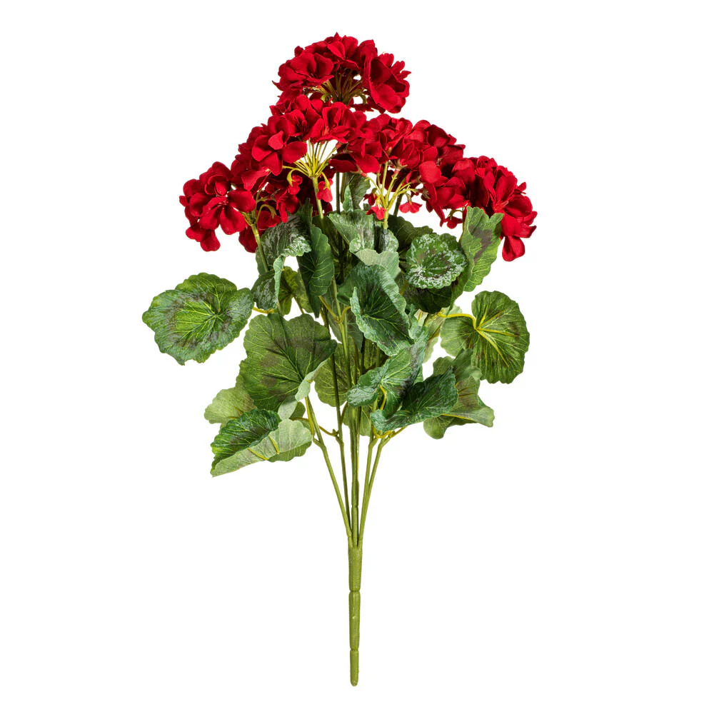 19" Faux Geranium Flower Bush -Red (Pack of 6)