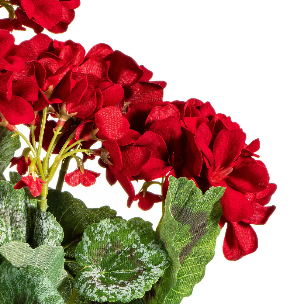 19" Faux Geranium Flower Bush -Red (Pack of 6) - Image 2
