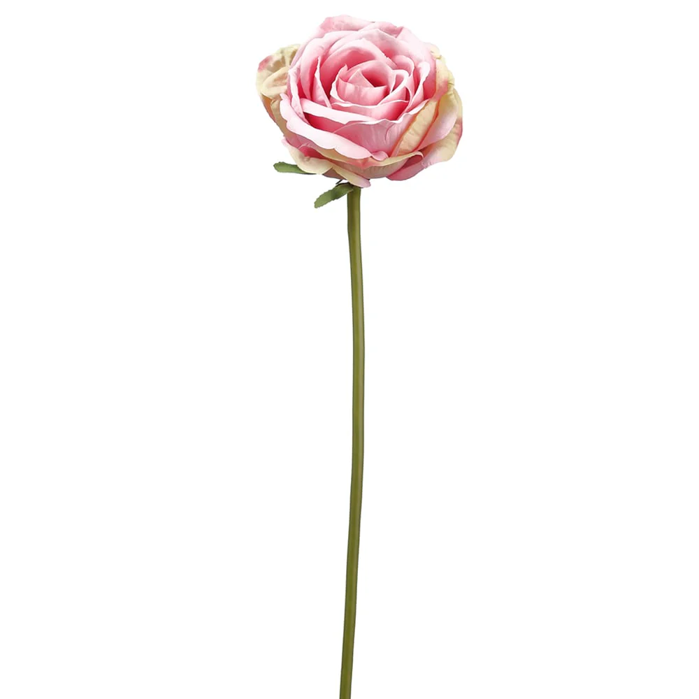 19" Faux Rose Silk Flower Stem -Pink (Pack of 12)