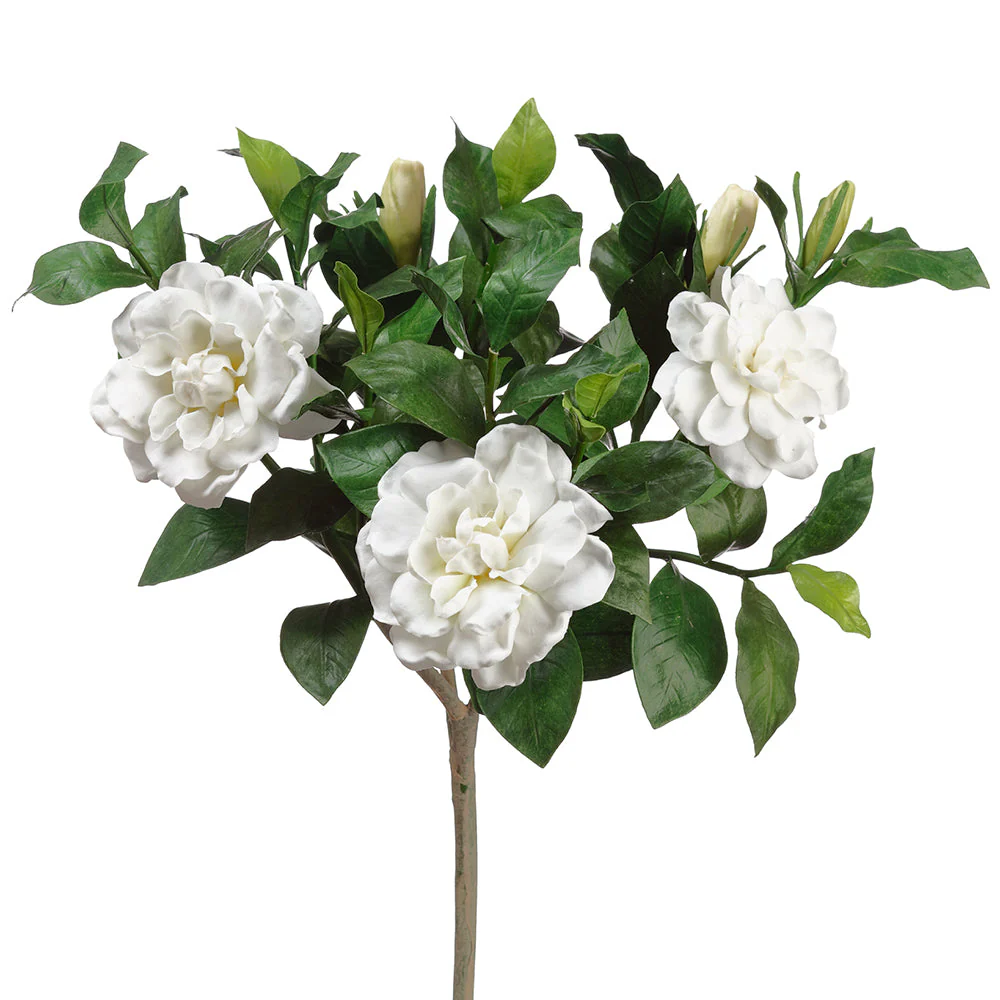 19" Gardenia Silk Flower Branch Stem -Cream (Pack of 2)
