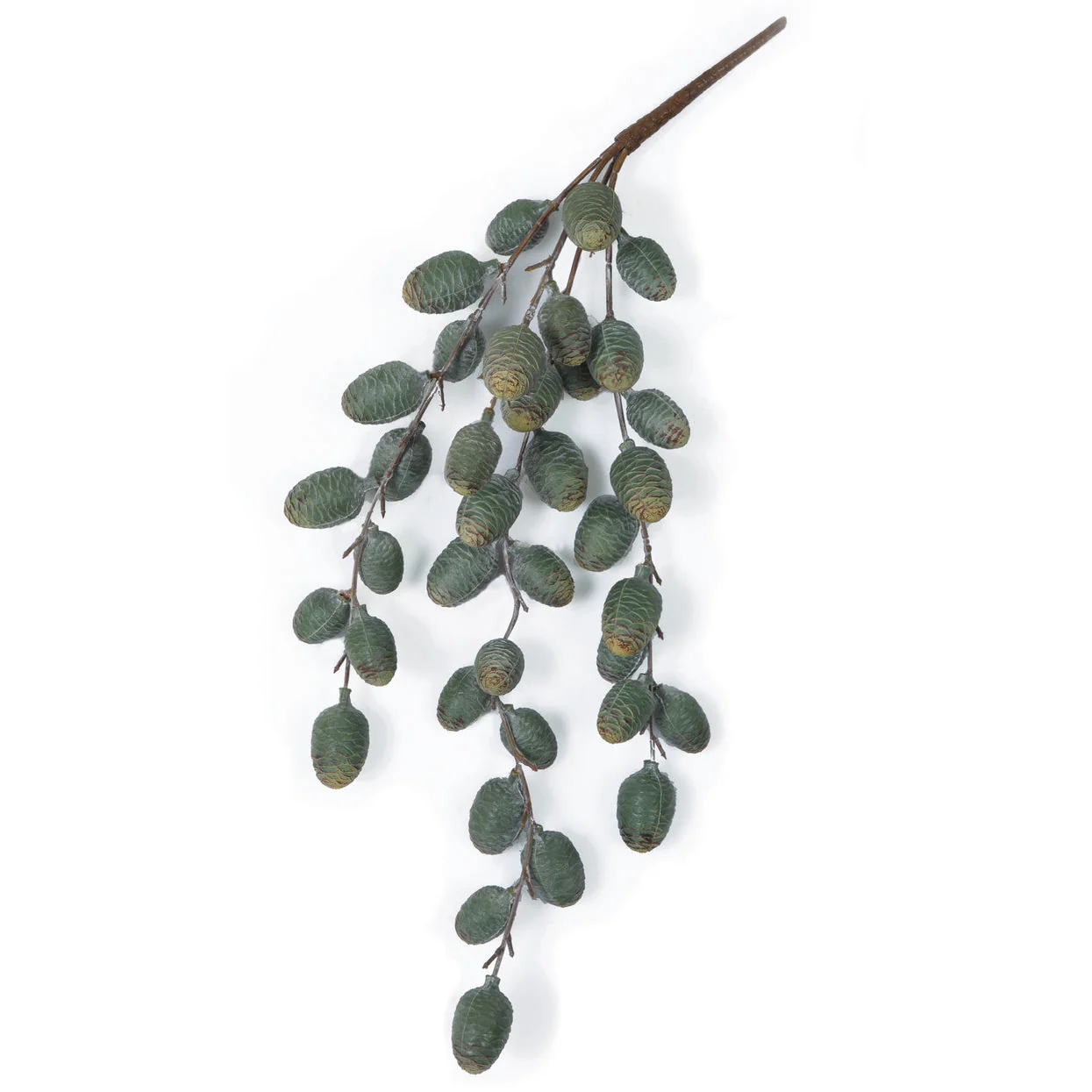 19" Hanging Artificial Plastic Pinecone Stem -Green/Gray (Pack of 12)