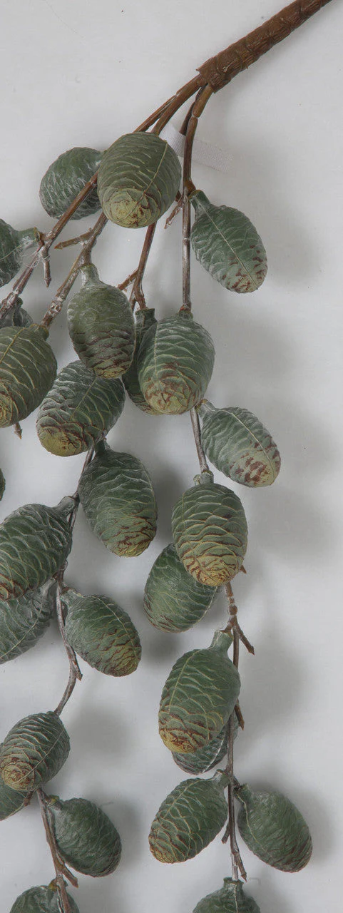 19" Hanging Artificial Plastic Pinecone Stem -Green/Gray (Pack of 12) - Image 2