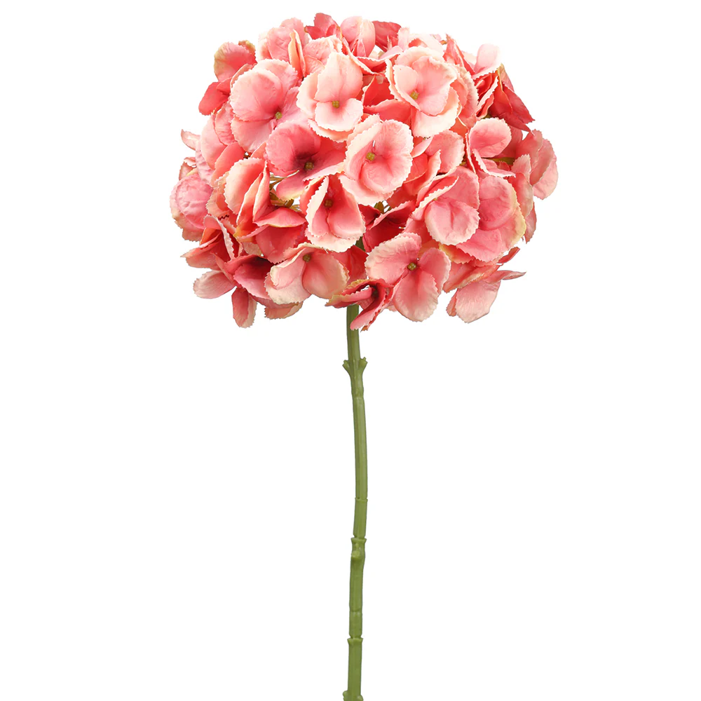 19" Hydrangea Silk Flower Stem -Coral (Pack of 12)