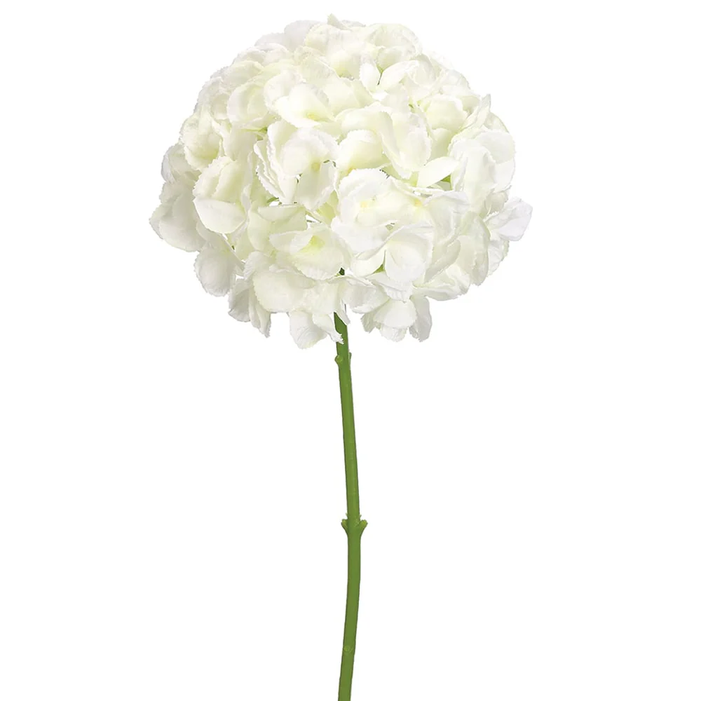 19" Hydrangea Silk Flower Stem -White (Pack of 12)