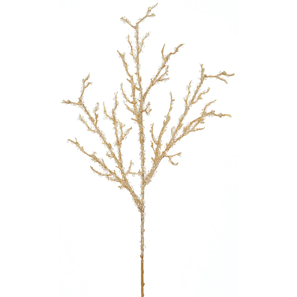 19" Iced Artificial Twig Stem -Gold (Pack of 36)