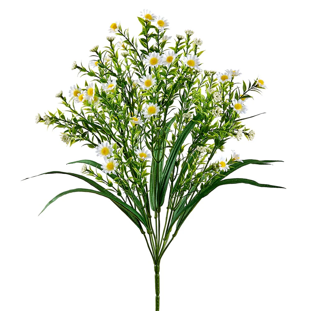 19" Mini Silk Daisy Flower Bush -White (Pack of 12)