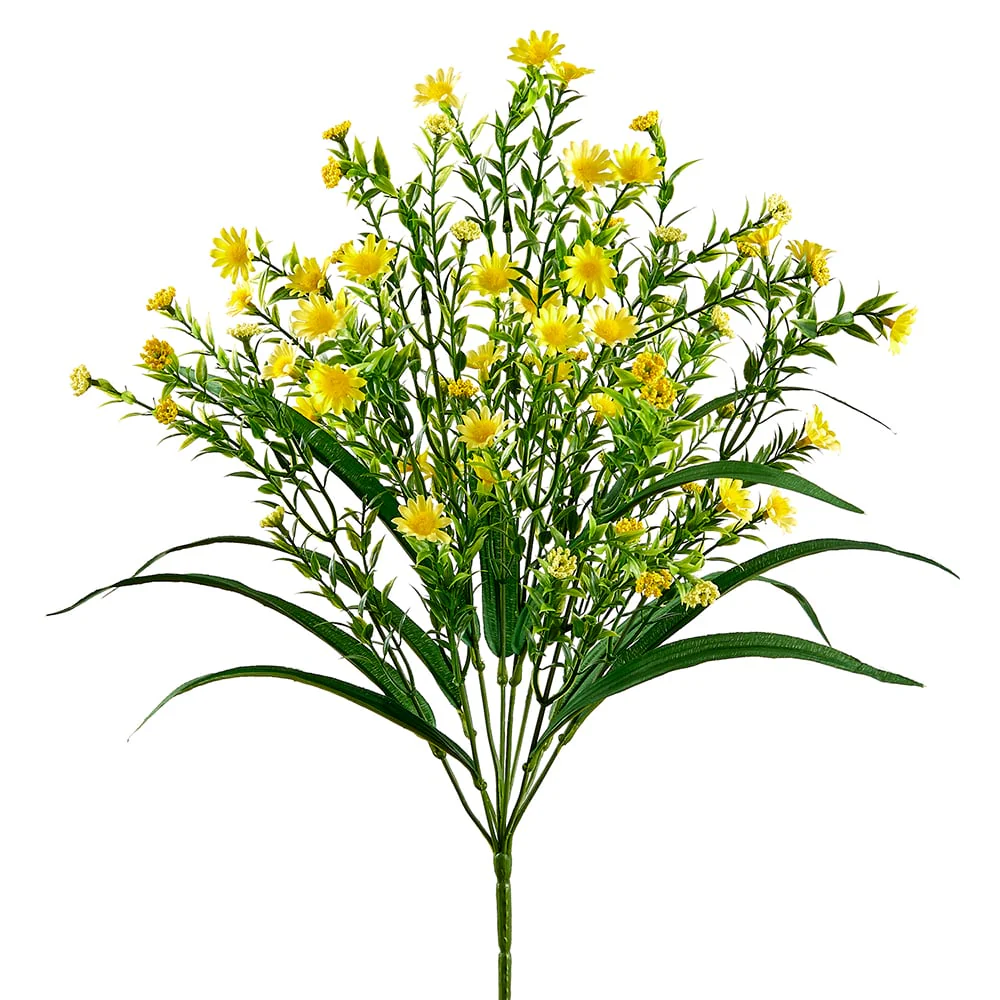 19" Mini Silk Daisy Flower Bush -Yellow (Pack of 12)