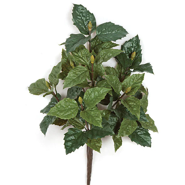 19" Outdoor UV-Proof Artificial Hibiscus Bud Flower Bush -Green (Pack of 6)