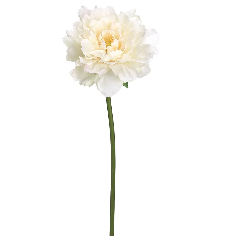 19" Peony Silk Flower Stem -Cream/Blush (Pack of 12)
