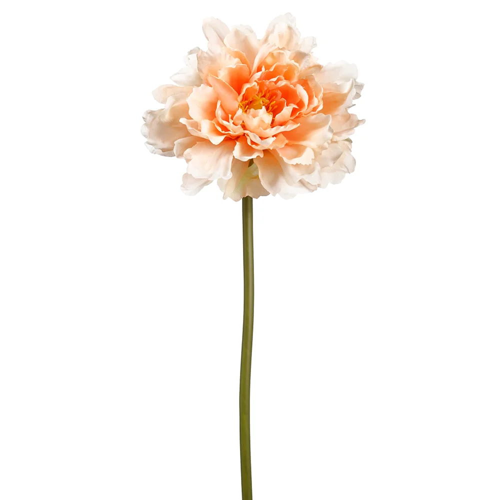 19" Peony Silk Flower Stem -Peach (Pack of 12)