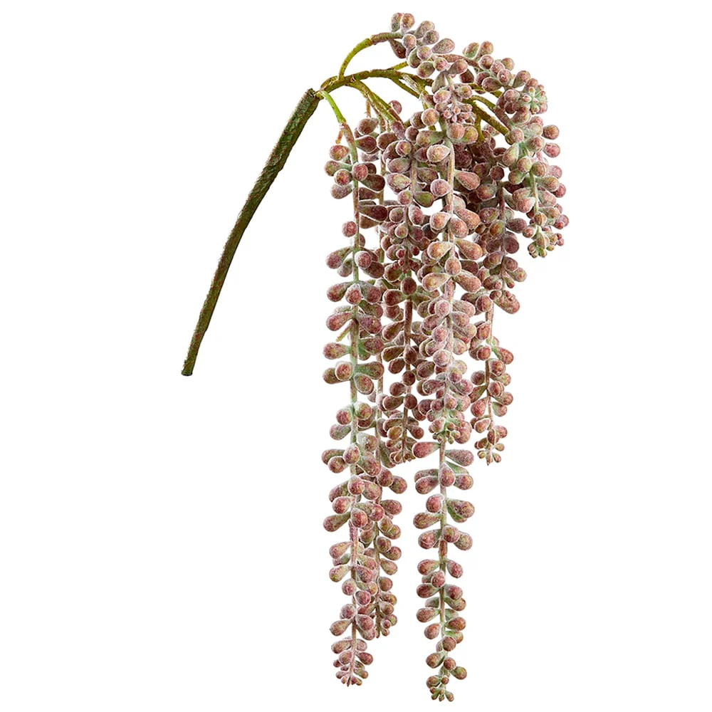 19" Real Touch Hanging Artificial Donkey Tail Stem Pick -Green/Burgundy (Pack of 12)
