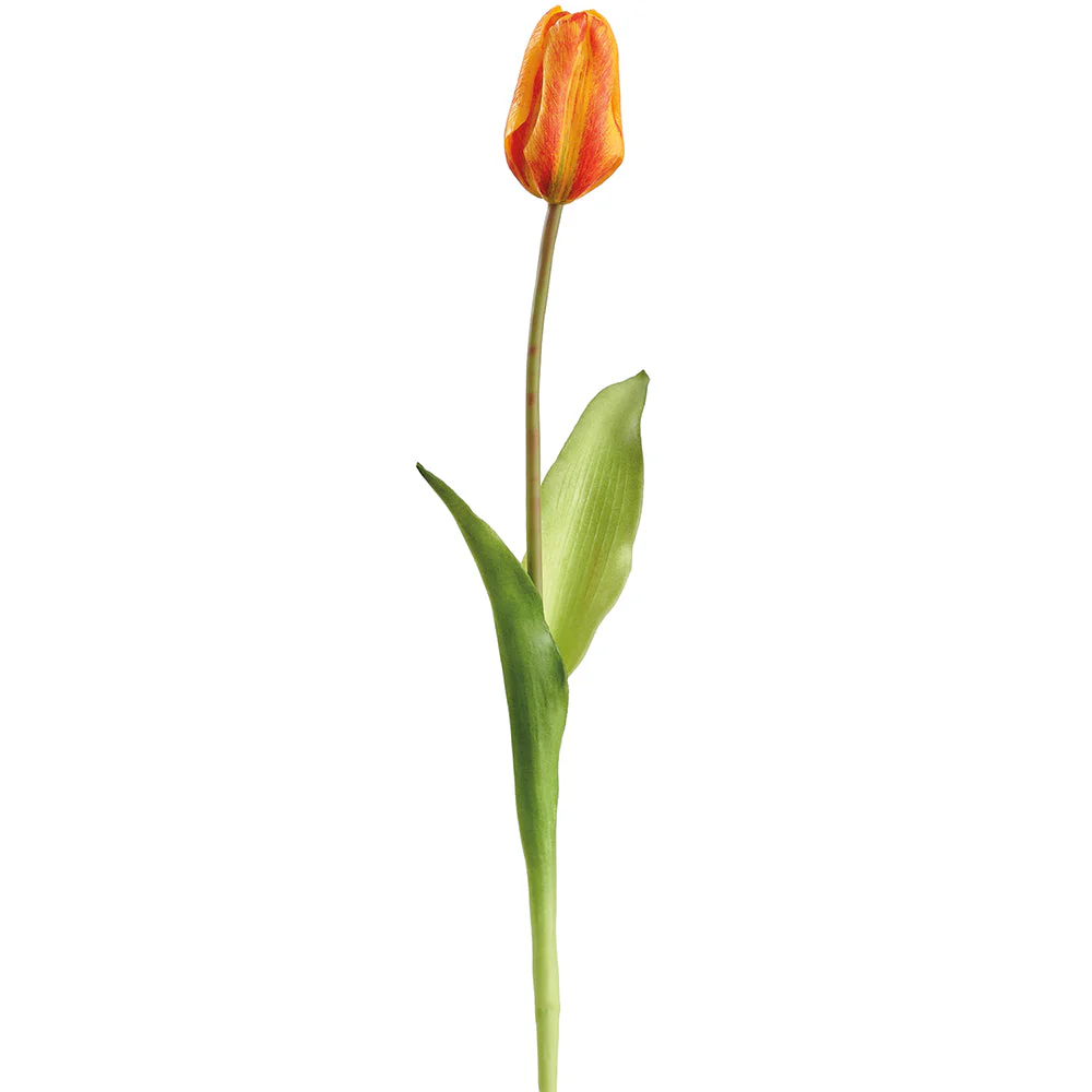 19" Real Touch Tulip Silk Flower Stem -Orange/Yellow (Pack of 12)