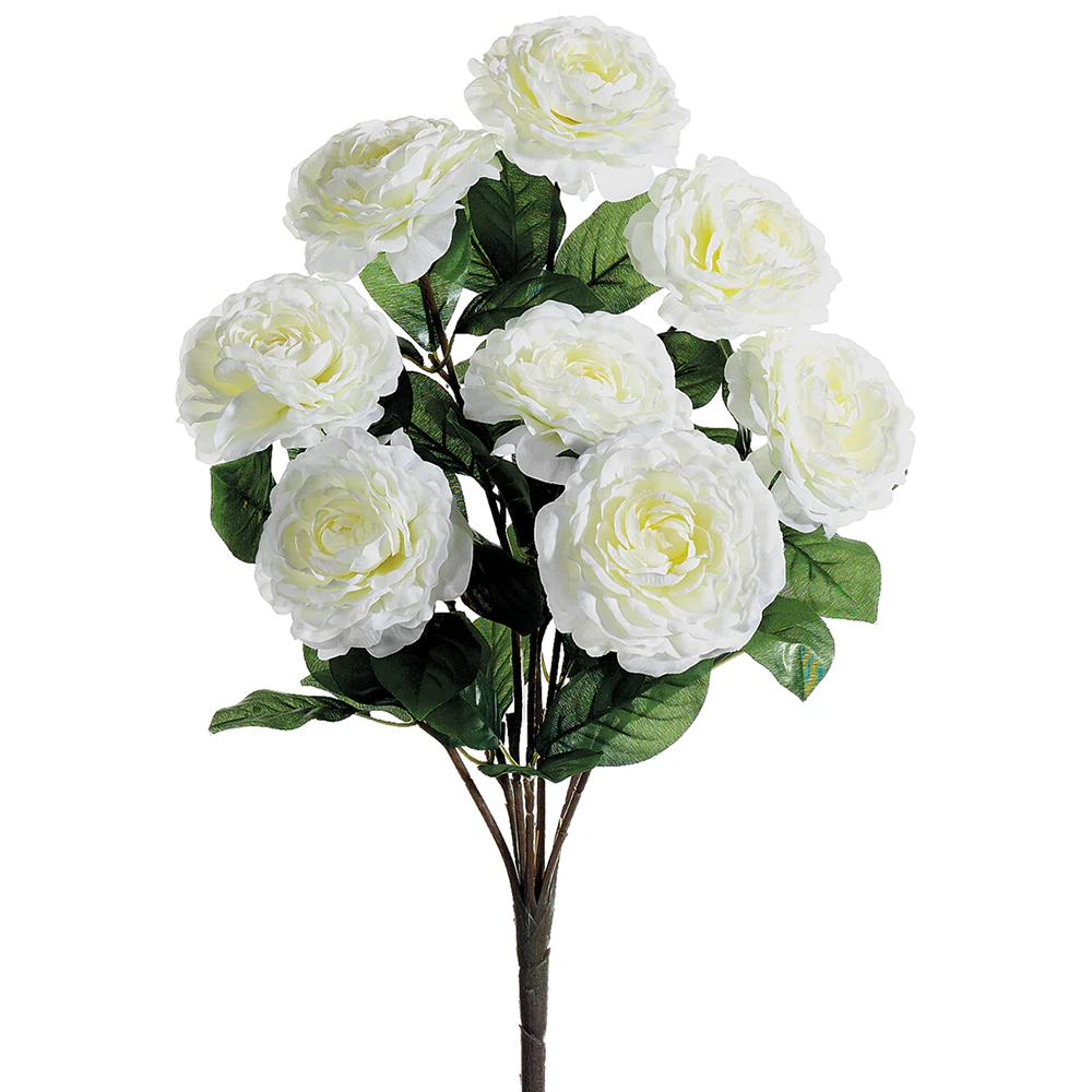 19" Silk Camellia Flower Bush -White (Pack of 12)