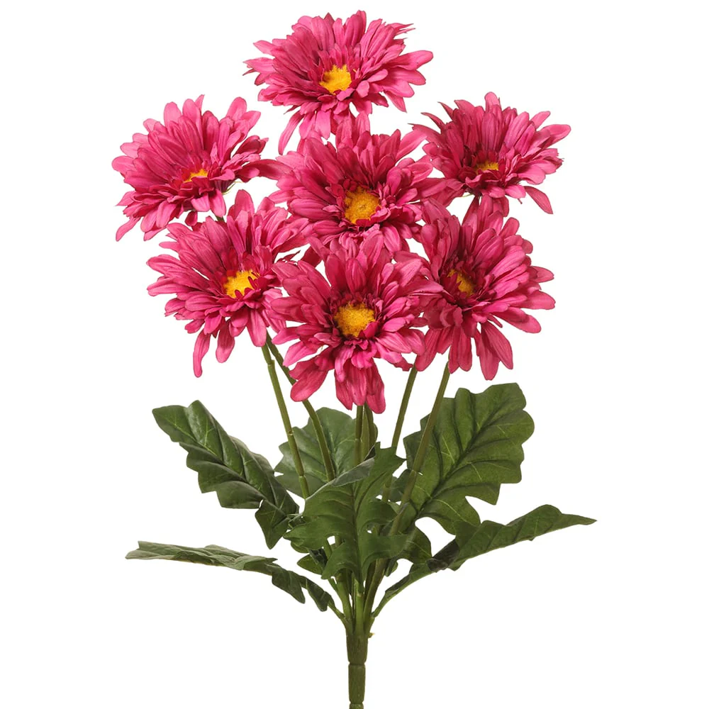 19" Silk Gerbera Daisy Flower Bush -Pink (Pack of 12)