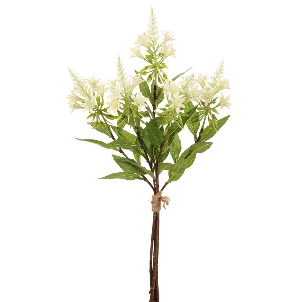 19" Silk Orange Jessamine Flower Stem Bundle -White (Pack of 12)