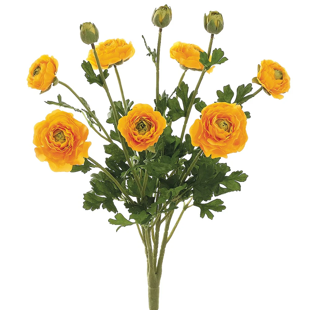 19" Silk Ranunculus Flower Bush -Yellow (Pack of 6)