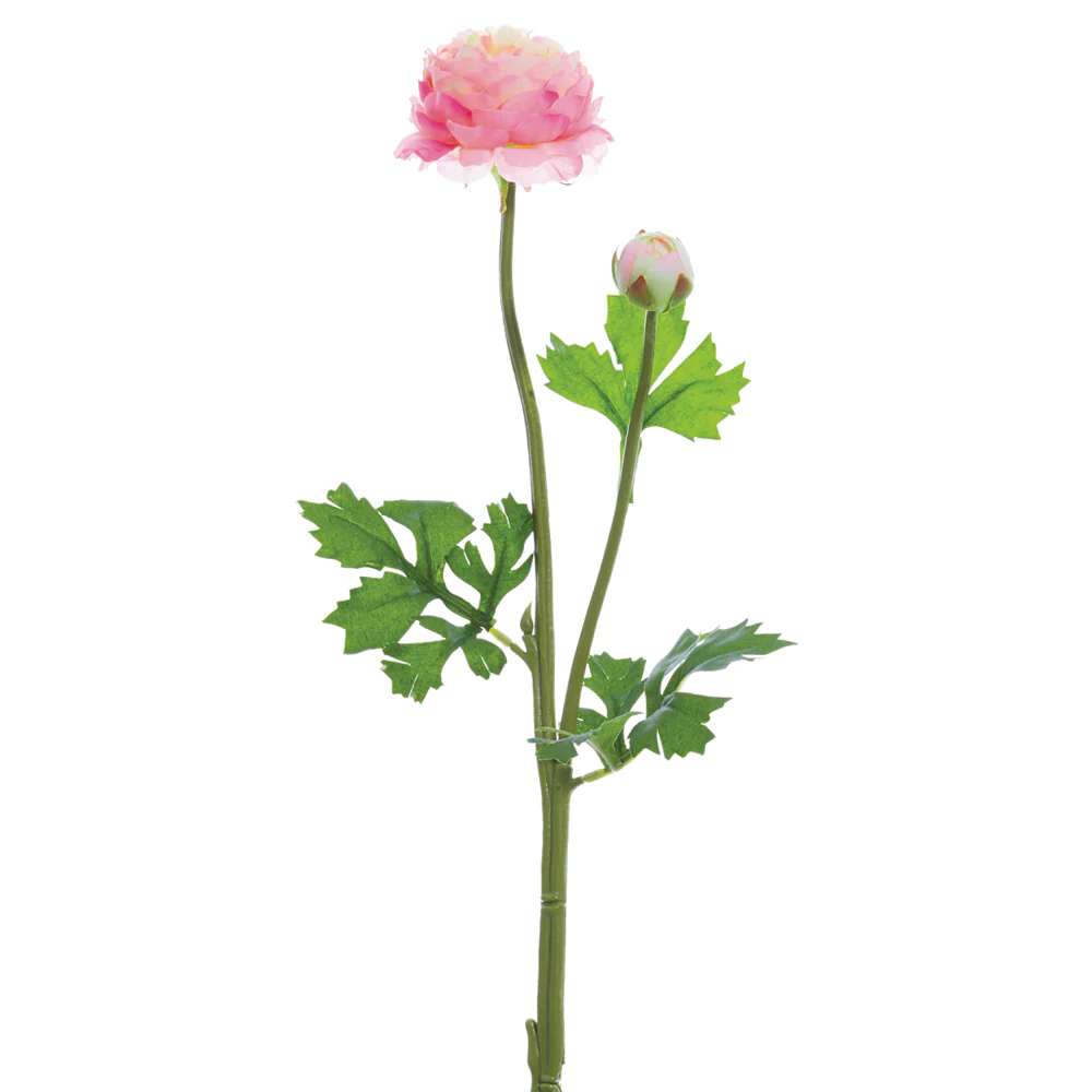 19" Silk Ranunculus Flower Spray -Pink/Cream (Pack of 12)