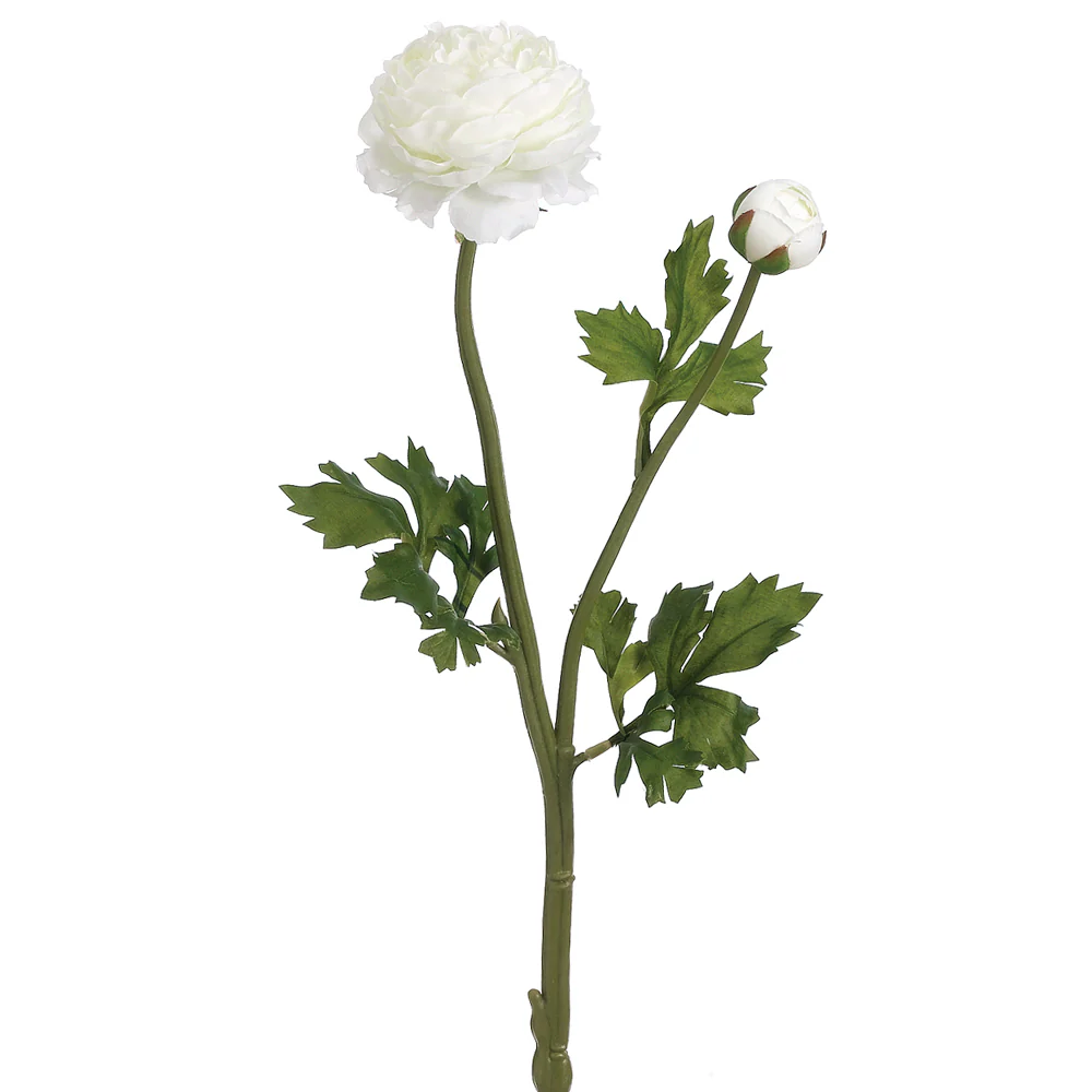 19" Silk Ranunculus Flower Spray -White (Pack of 12)