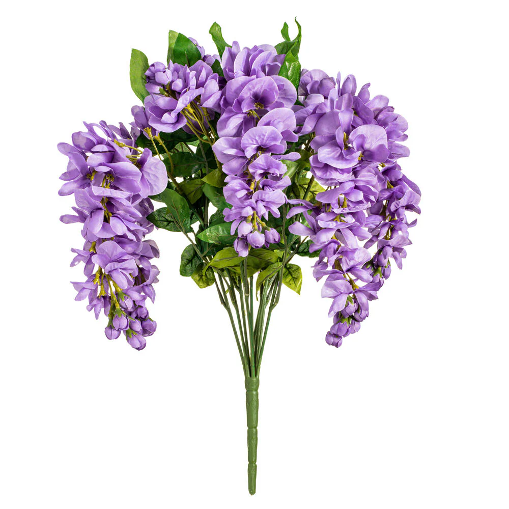 19" Silk Wisteria Flower Bush -Lavender (Pack of 4)