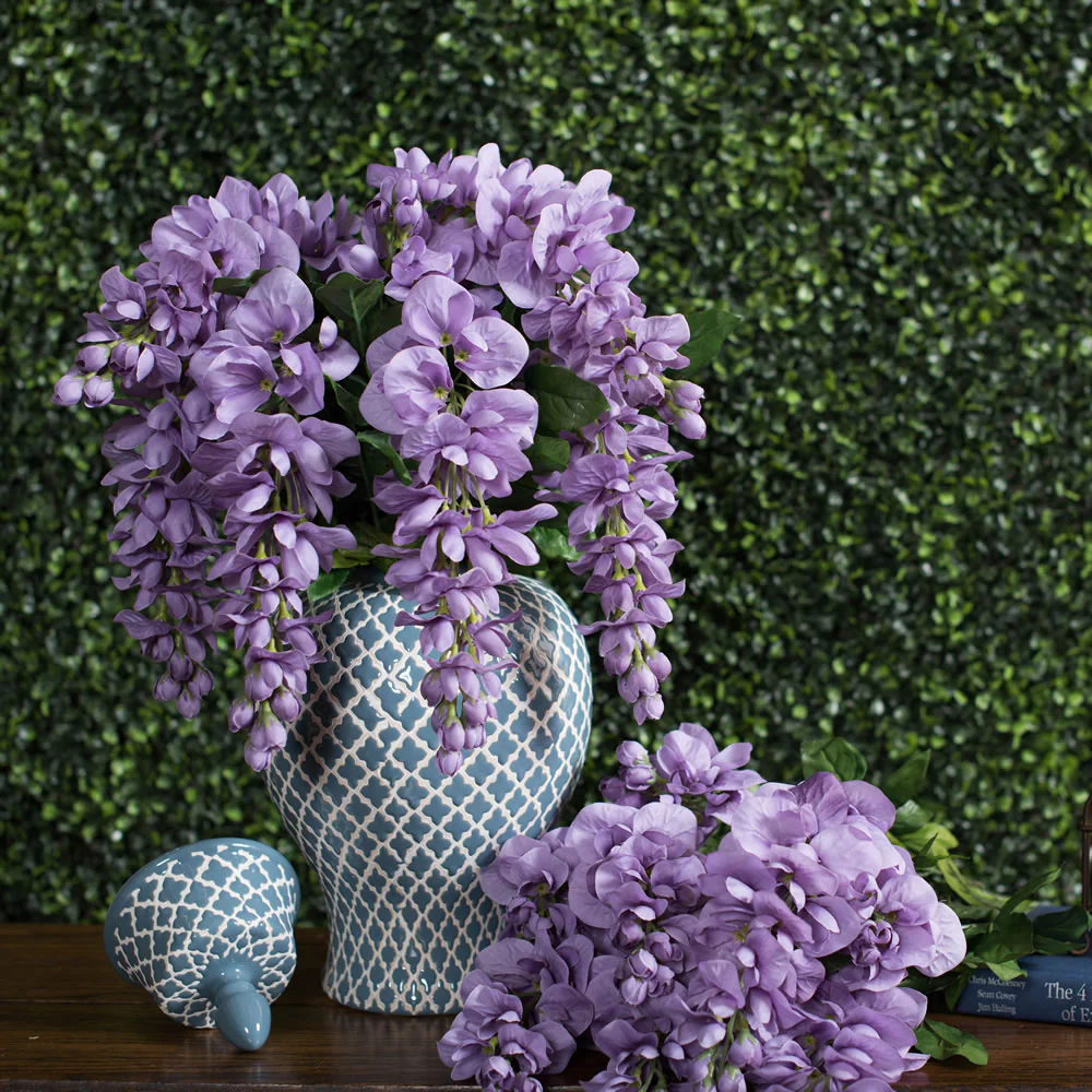 19" Silk Wisteria Flower Bush -Lavender (Pack of 4) - Image 8