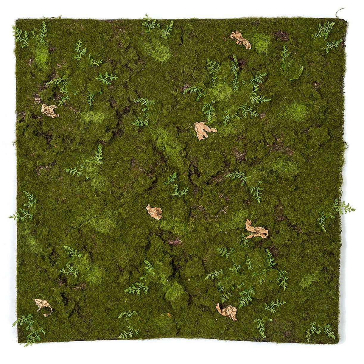19"x19" Artificial Moss, Fern & Bark Mat -Green/Brown (Pack of 12)