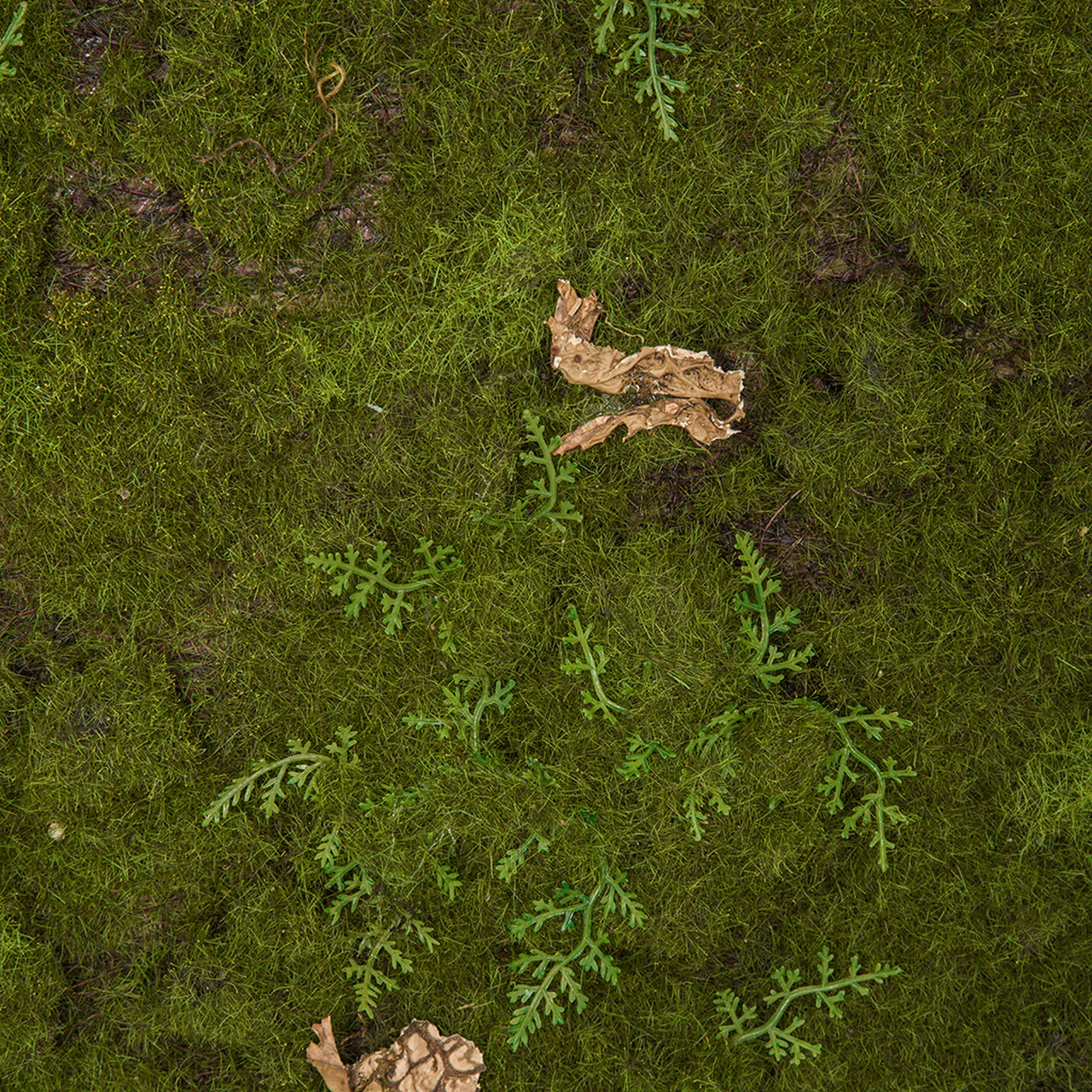 19"x19" Artificial Moss, Fern & Bark Mat -Green/Brown (Pack of 12) - Image 2
