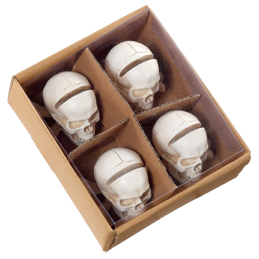 2.25" Boxed Halloween Skull Namecard Holders -Cream (Pack of 4)