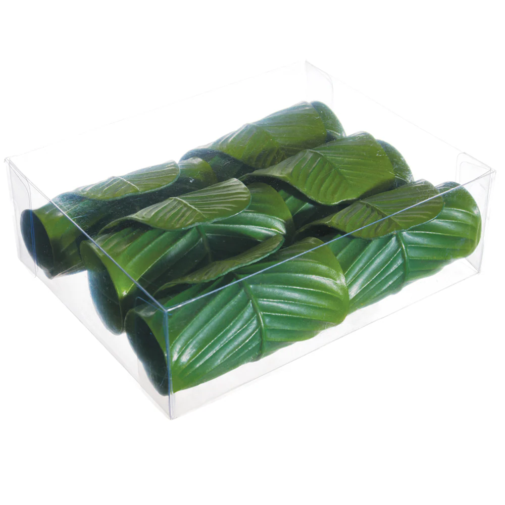 2.5" Artificial Boxed Banana Leaf Napkin Ring -Green (Pack of 6)
