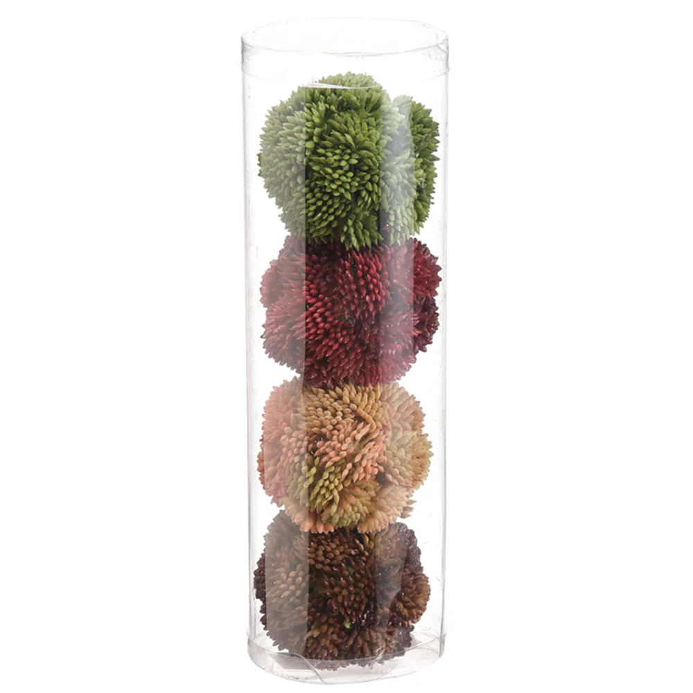 2" Boxed Sedum Ball-Shaped Faux Topiary -Mixed Colors (Pack of 12)