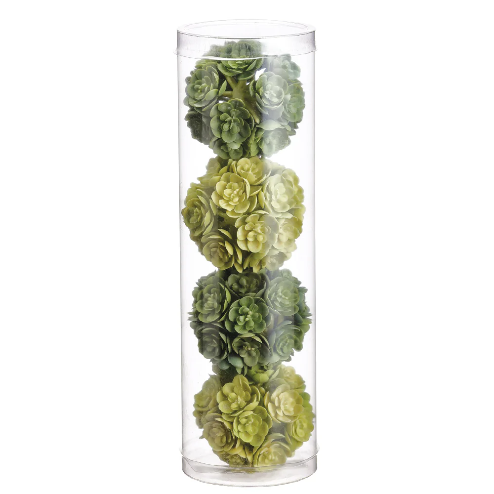 2" Set Of Artificial Sedum Ball-Shaped Topiary -2 Tone Green (Pack of 12)
