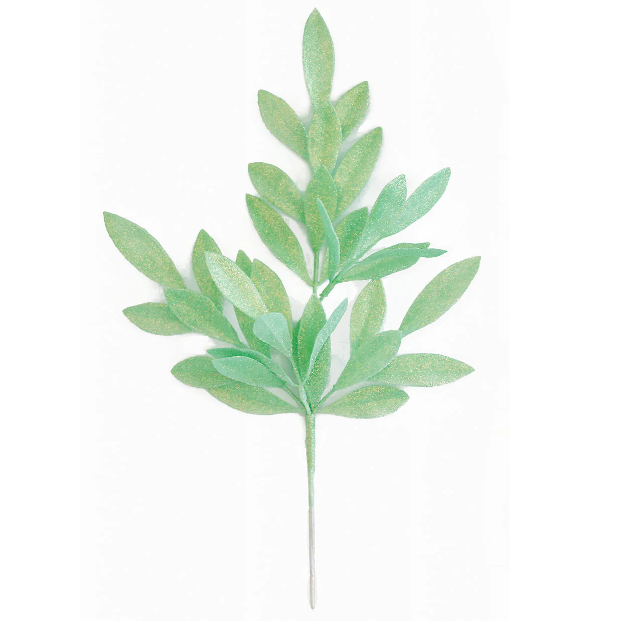 20.5" Glittered Artificial Bay Leaf Stem -Mint Green (Pack of 24)