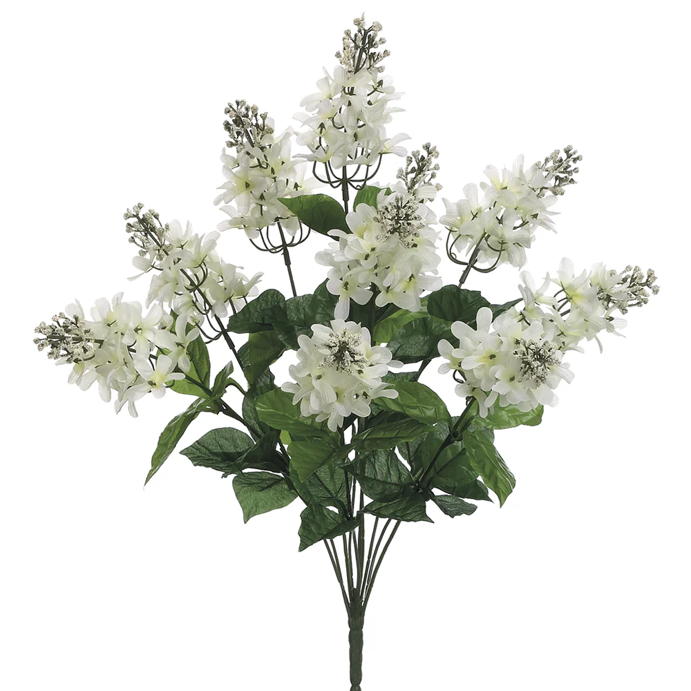 20.5" Lilac Silk Flower Bush -Cream/White (Pack of 12)