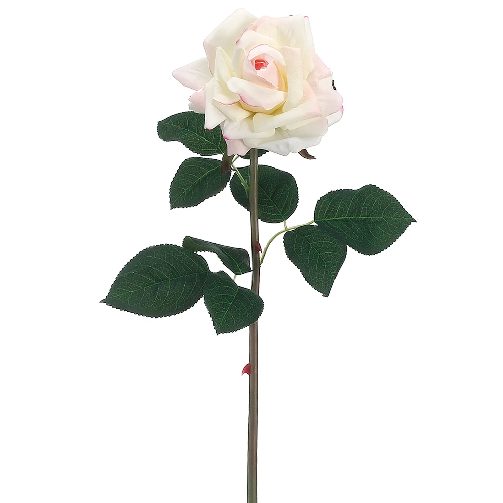 20.5" Real Touch Rose Silk Flower Stem -Cream/Pink (Pack of 12)