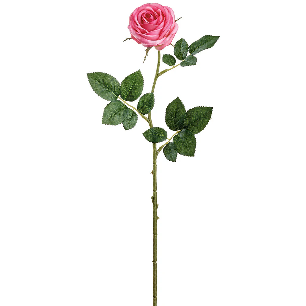 20.5" Small Rose Silk Flower Stem -Cerise (Pack of 12)