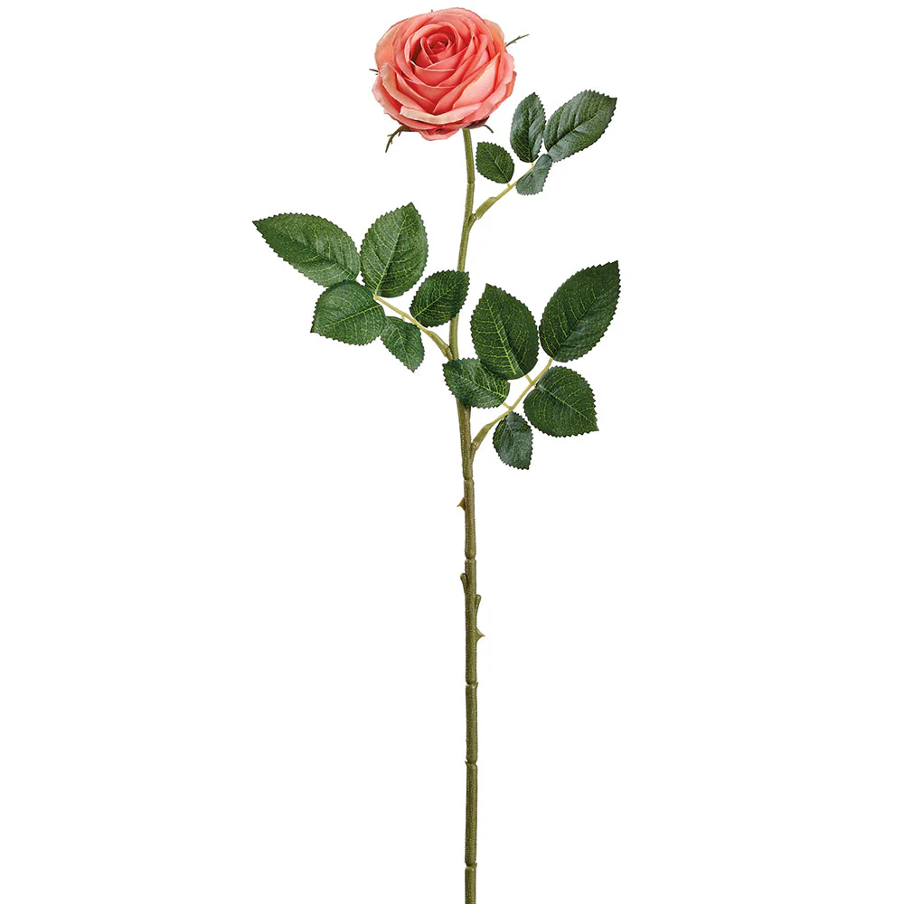 20.5" Small Rose Silk Flower Stem -Coral (Pack of 12)